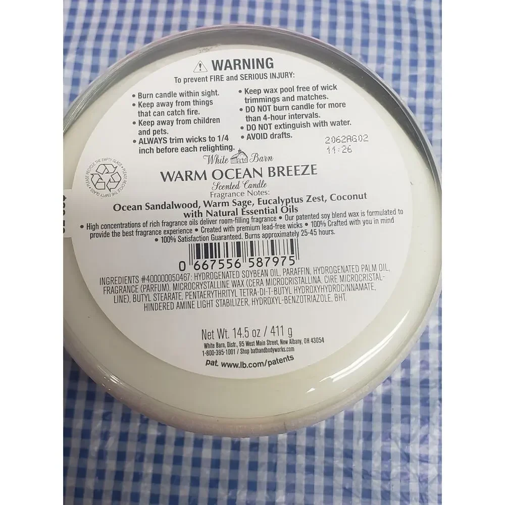 BBW Warm Ocean Breeze Large 3 Wick Candle Home Fragrance Decor - Picture 2 of 2